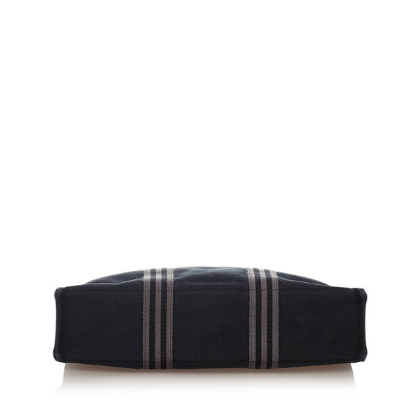 エルメス フールトゥMM ブラック コットン トートバッグ メンズ HERMES 【中古】