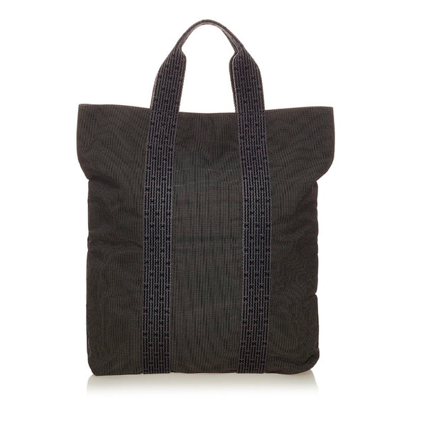 エルメス エールライン カバス グレー キャンバス トートバッグ レディース HERMES 【中古】