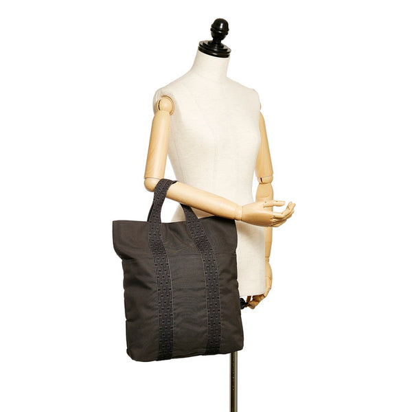 エルメス エールライン カバス グレー キャンバス トートバッグ レディース HERMES 【中古】