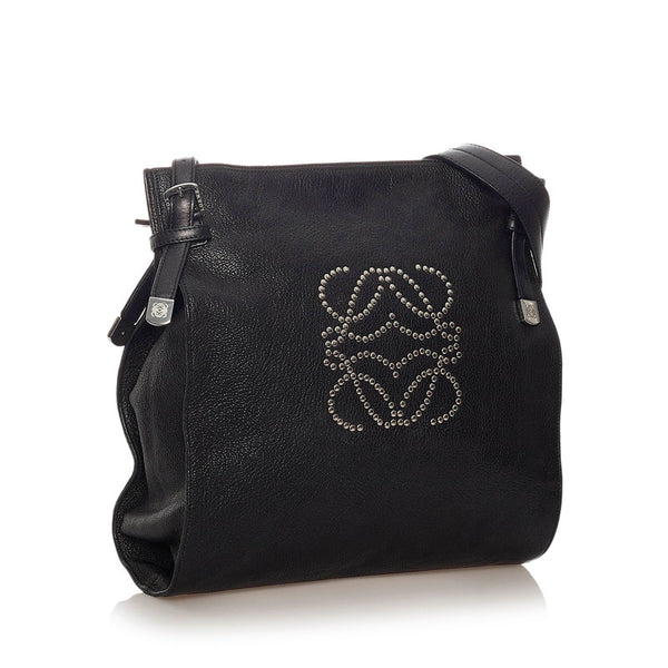 ロエベ ブラック レザー 斜めがけ ショルダー レディース LOEWE 【中古】