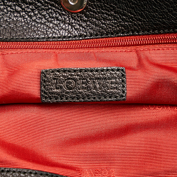 ロエベ ブラック レザー 斜めがけ ショルダー レディース LOEWE 【中古】