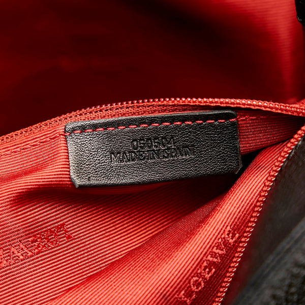 ロエベ ブラック レザー 斜めがけ ショルダー レディース LOEWE 【中古】