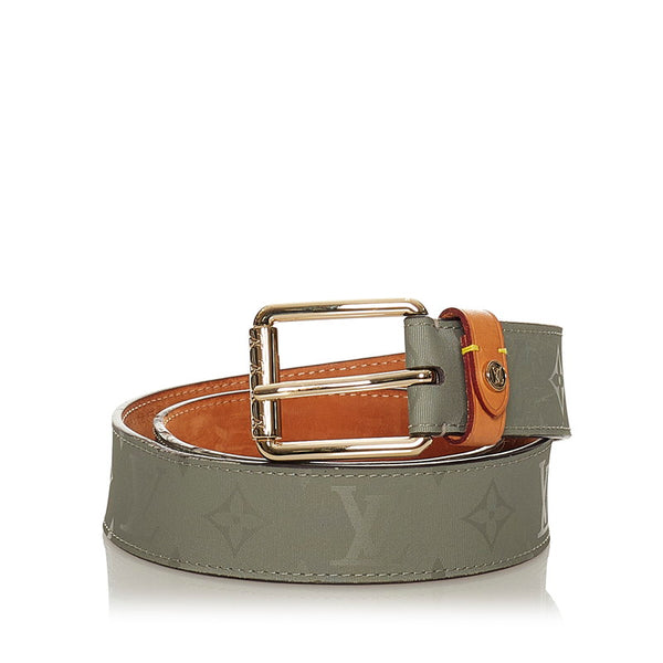 ルイ ヴィトン モノグラム サンチュール グレー キャンバス チタニウム ベルト メンズ LOUIS VUITTON 【中古】