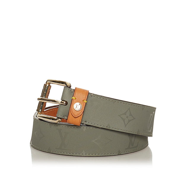 ルイ ヴィトン モノグラム サンチュール グレー キャンバス チタニウム ベルト メンズ LOUIS VUITTON 【中古】