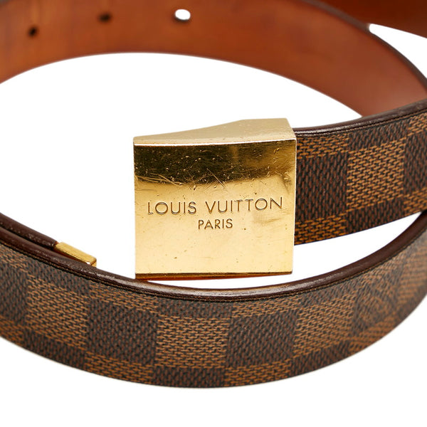 ルイ ヴィトン ダミエ サンチュールキャレ ブラウン PVC レザー ベルト レディース LOUIS VUITTON 【中古】
