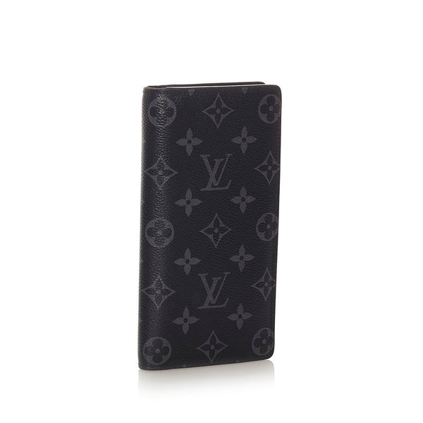 ルイ ヴィトン モノグラム エクリプス ポルトフォイユブラザ M61697 ブラック グレー PVC レザー 長財布 メンズ LOUIS VUITTON 【中古】