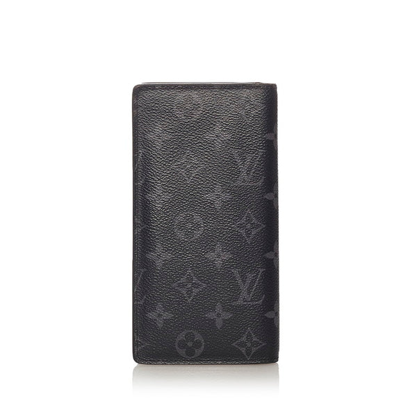 ルイ ヴィトン モノグラム エクリプス ポルトフォイユブラザ M61697 ブラック グレー PVC レザー 長財布 メンズ LOUIS VUITTON 【中古】