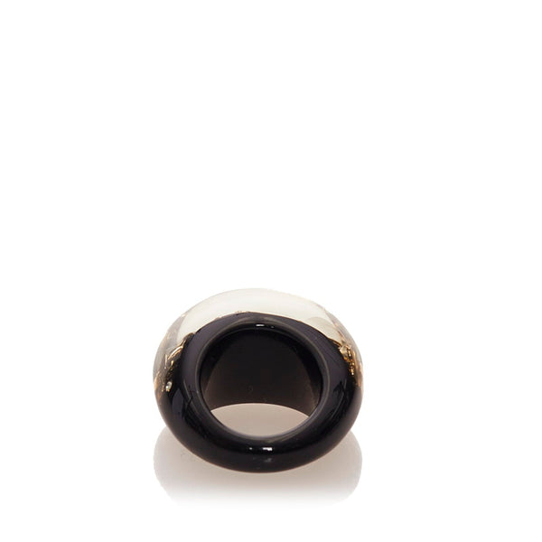 ルイ ヴィトン M65308 ブラック ゴールド プラスチック バーグ アンクルージョン リング 指輪 レディース LOUIS VUITTON 10号 【中古】