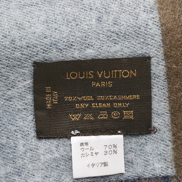 ルイ ヴィトン エシャルプV  イストリック マフラー M71989 ネイビー カーキ ウール カシミヤ メンズ LOUIS VUITTON 【中古】