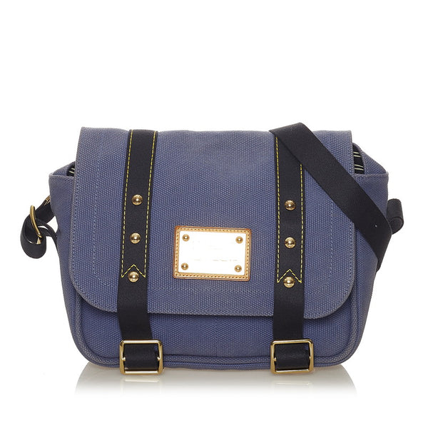 ルイ ヴィトン アンティグア ブザスPM パープル キャンバス ショルダーバッグ レディース LOUIS VUITTON 【中古】