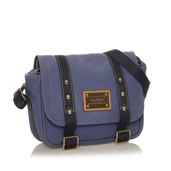 ルイ ヴィトン アンティグア ブザスPM パープル キャンバス ショルダーバッグ レディース LOUIS VUITTON 【中古】
