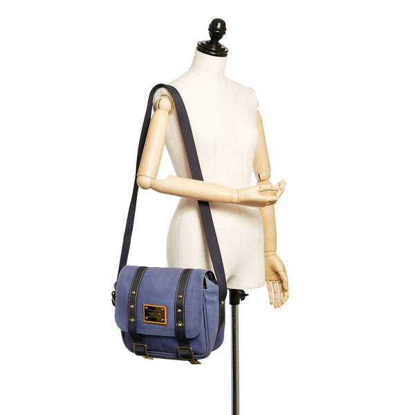 ルイ ヴィトン アンティグア ブザスPM パープル キャンバス ショルダーバッグ レディース LOUIS VUITTON 【中古】