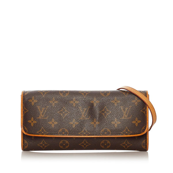 ルイ ヴィトン モノグラム ポシェット・ツインＧＭ ブラウン PVC レザー ショルダーバッグ レディース LOUIS VUITTON 【中古】