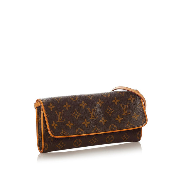 ルイ ヴィトン モノグラム ポシェット・ツインＧＭ ブラウン PVC レザー ショルダーバッグ レディース LOUIS VUITTON 【中古】