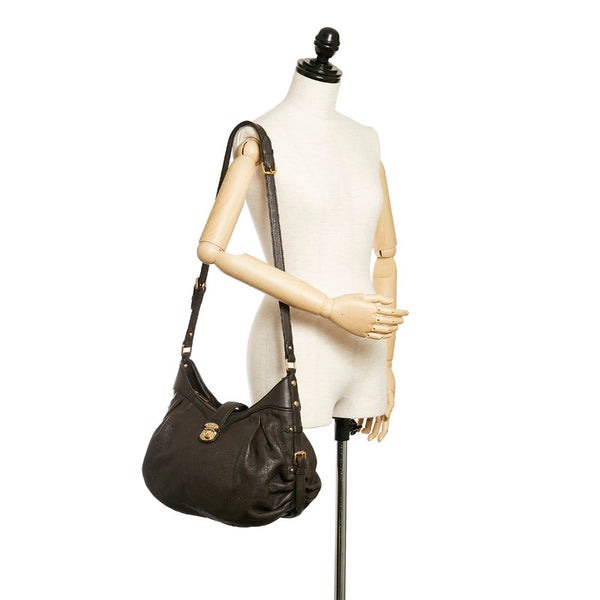 ルイ ヴィトン マヒナ XS  M95972 ショコラ ブラウン レザー 斜め掛け ショルダーバッグ レディース LOUIS VUITTON 【中古】