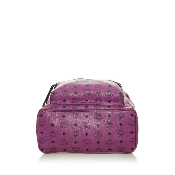 エム シー エム ヴィセトス スタッズ パープル レザー リュック バックパック レディース MCM 【中古】