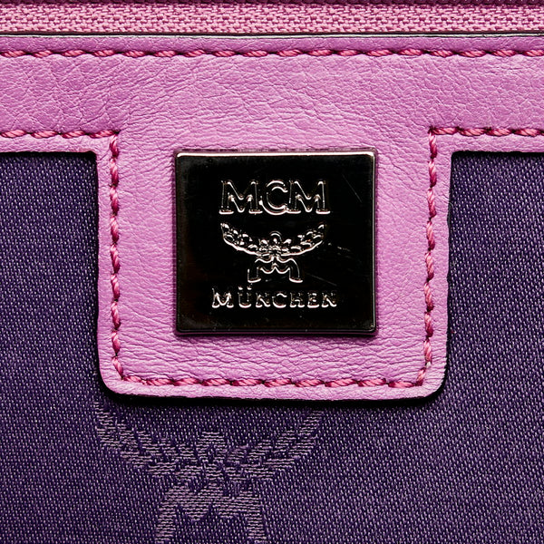 エム シー エム ヴィセトス スタッズ パープル レザー リュック バックパック レディース MCM 【中古】