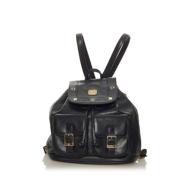 エム シー エム リュック バックパック ブラック レザー レディース MCM 【中古】