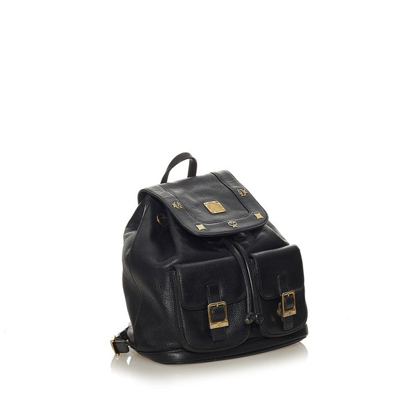 エム シー エム リュック バックパック ブラック レザー レディース MCM 【中古】