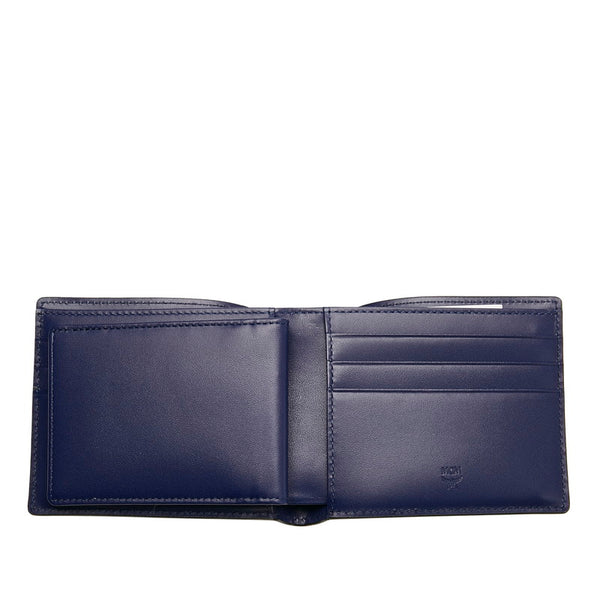 エム シー エム 二つ折り財布 ブルー レザー レディース MCM 【中古】