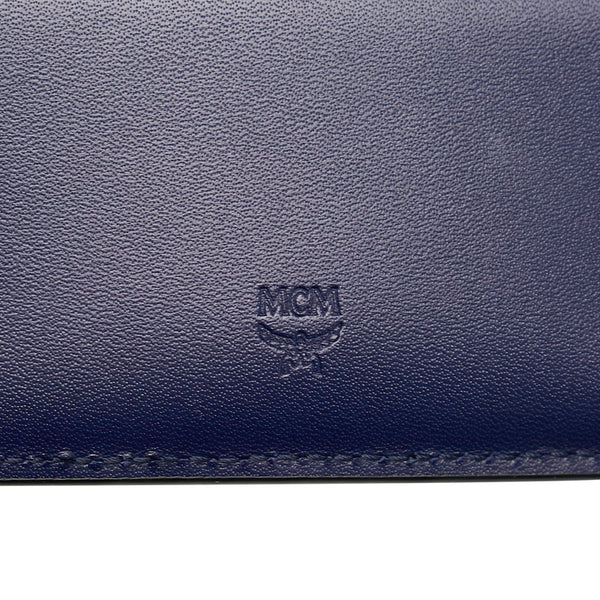 エム シー エム 二つ折り財布 ブルー レザー レディース MCM 【中古】