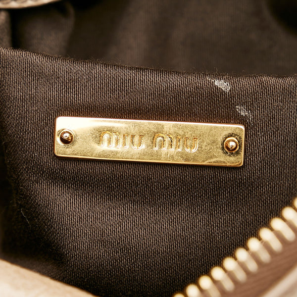 ミュウミュウ リボン ベージュ レザー ハンドバッグ ショルダーバッグ 2WAY レディース MIUMIU 【中古】
