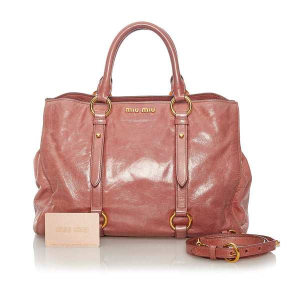 ミュウミュウ ピンク レザー ハンドバッグ ショルダーバッグ 2WAY レディース MIUMIU 【中古】