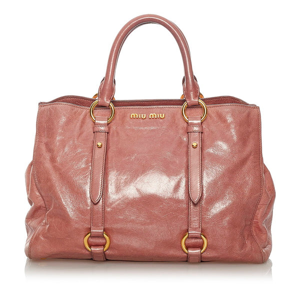 ミュウミュウ ピンク レザー ハンドバッグ ショルダーバッグ 2WAY レディース MIUMIU 【中古】