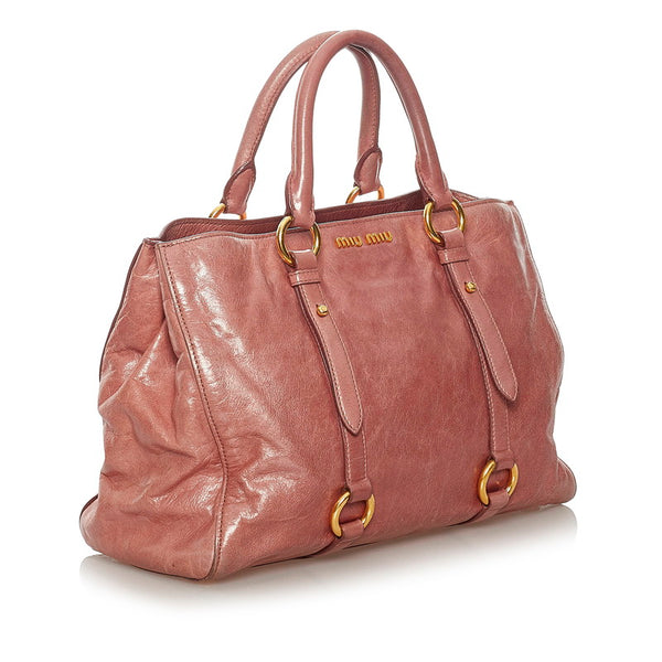 ミュウミュウ ピンク レザー ハンドバッグ ショルダーバッグ 2WAY レディース MIUMIU 【中古】