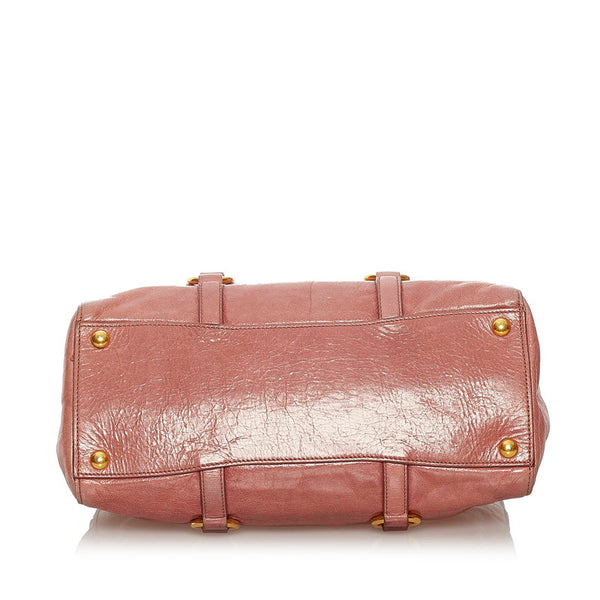 ミュウミュウ ピンク レザー ハンドバッグ ショルダーバッグ 2WAY レディース MIUMIU 【中古】