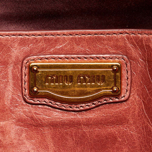 ミュウミュウ ピンク レザー ハンドバッグ ショルダーバッグ 2WAY レディース MIUMIU 【中古】