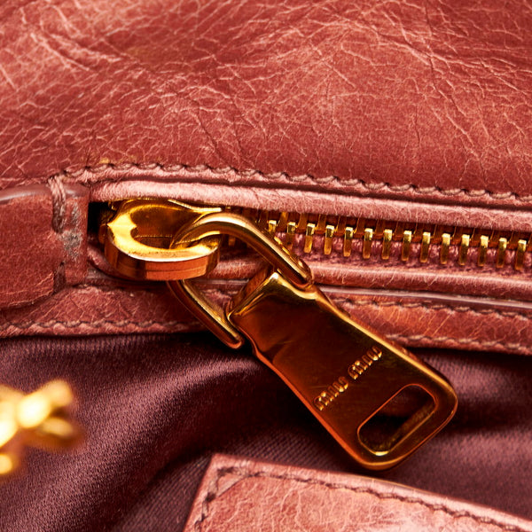 ミュウミュウ ピンク レザー ハンドバッグ ショルダーバッグ 2WAY レディース MIUMIU 【中古】