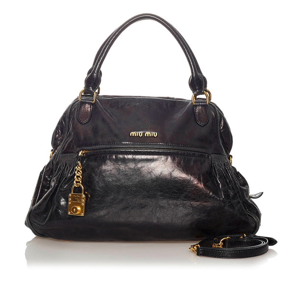 ミュウミュウ ハンドバッグ ショルダーバッグ 2WAY ブラック レザー レディース MIUMIU 【中古】