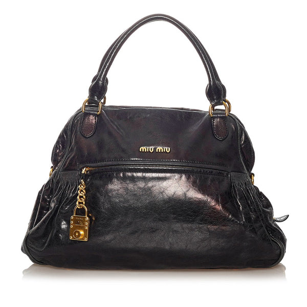 ミュウミュウ ハンドバッグ ショルダーバッグ 2WAY ブラック レザー レディース MIUMIU 【中古】