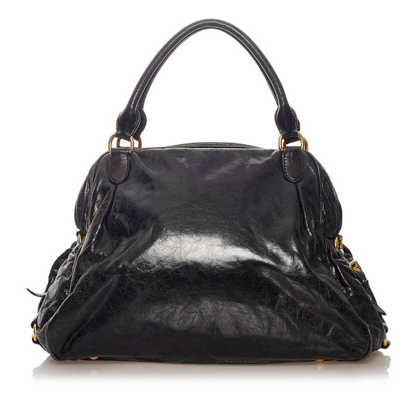 ミュウミュウ ハンドバッグ ショルダーバッグ 2WAY ブラック レザー レディース MIUMIU 【中古】