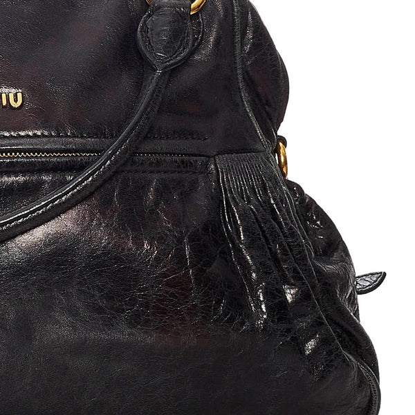ミュウミュウ ハンドバッグ ショルダーバッグ 2WAY ブラック レザー レディース MIUMIU 【中古】