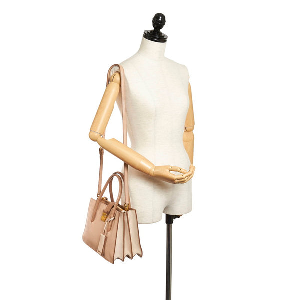 ミュウミュウ ベージュ レザー ハンドバッグ ショルダーバッグ２WAY レディース MIUMIU 【中古】