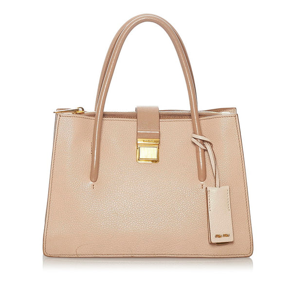 ミュウミュウ ベージュ レザー ハンドバッグ ショルダーバッグ２WAY レディース MIUMIU 【中古】