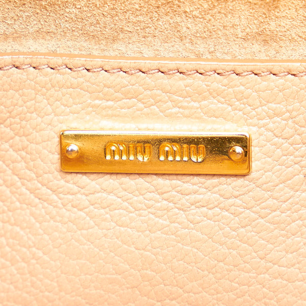 ミュウミュウ ベージュ レザー ハンドバッグ ショルダーバッグ２WAY レディース MIUMIU 【中古】