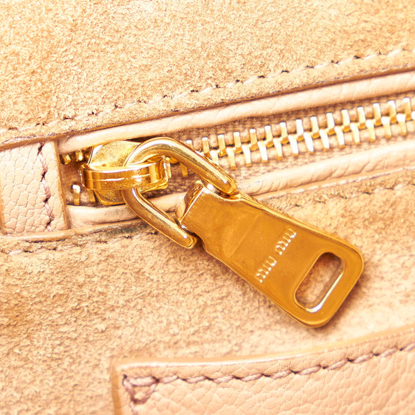 ミュウミュウ ベージュ レザー ハンドバッグ ショルダーバッグ２WAY レディース MIUMIU 【中古】