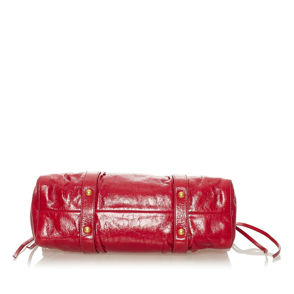 ミュウミュウ レッド レザー ハンドバッグ ショルダーバッグ 2WAY レディース MIUMIU 【中古】