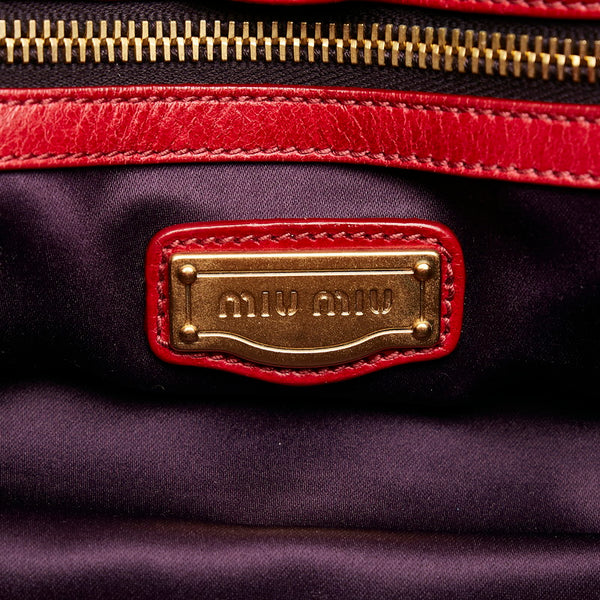 ミュウミュウ レッド レザー ハンドバッグ ショルダーバッグ 2WAY レディース MIUMIU 【中古】