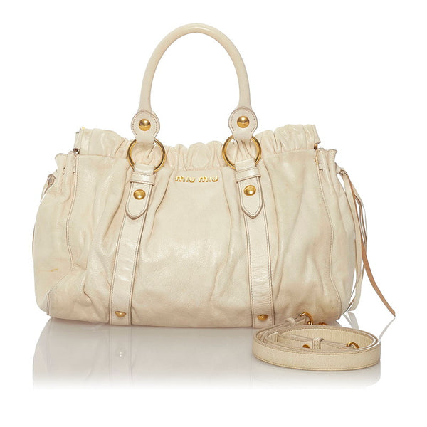 ミュウミュウ ハンドバック ショルダバッグ ２ＷＡＹ ホワイト レザー レディース MIUMIU 【中古】