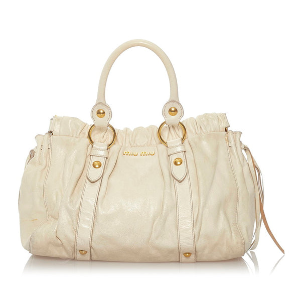 ミュウミュウ ハンドバック ショルダバッグ ２ＷＡＹ ホワイト レザー レディース MIUMIU 【中古】