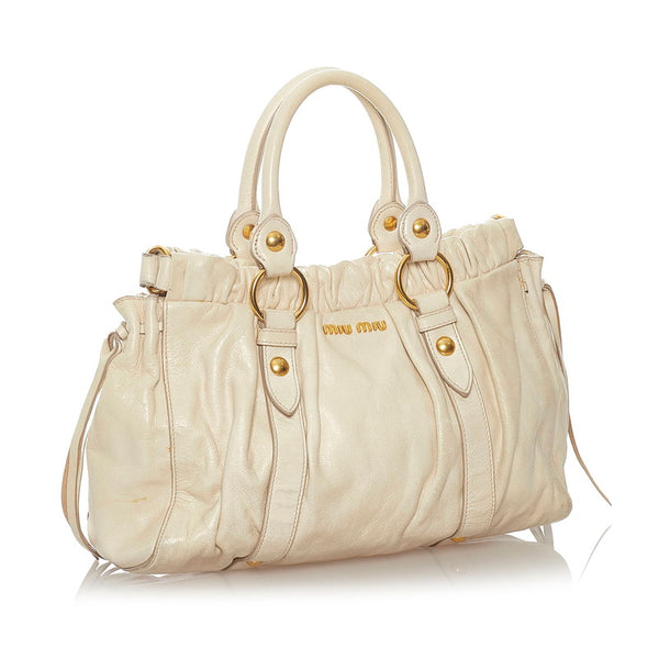 ミュウミュウ ハンドバック ショルダバッグ ２ＷＡＹ ホワイト レザー レディース MIUMIU 【中古】
