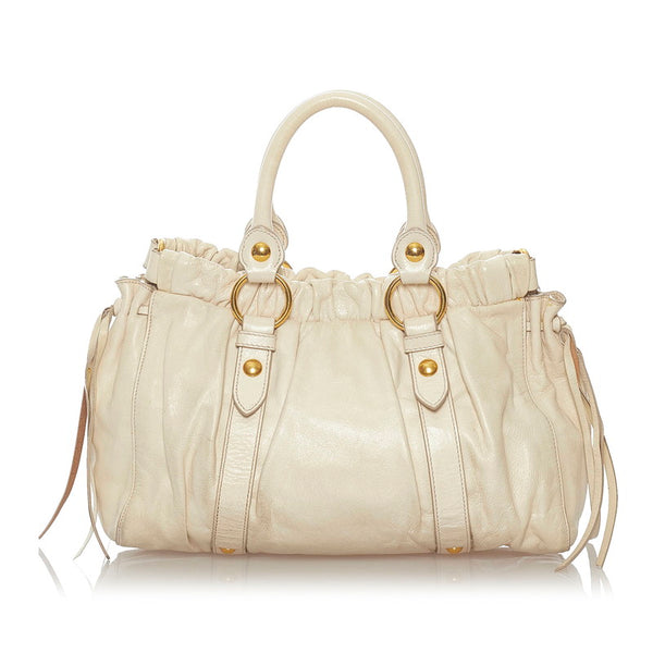 ミュウミュウ ハンドバック ショルダバッグ ２ＷＡＹ ホワイト レザー レディース MIUMIU 【中古】