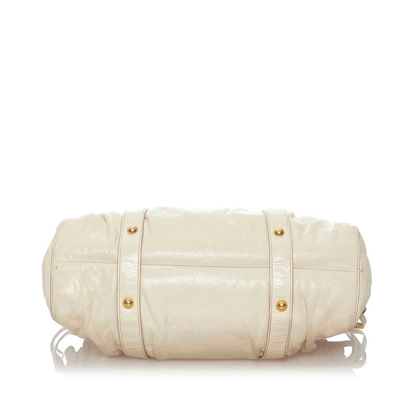 ミュウミュウ ハンドバック ショルダバッグ ２ＷＡＹ ホワイト レザー レディース MIUMIU 【中古】