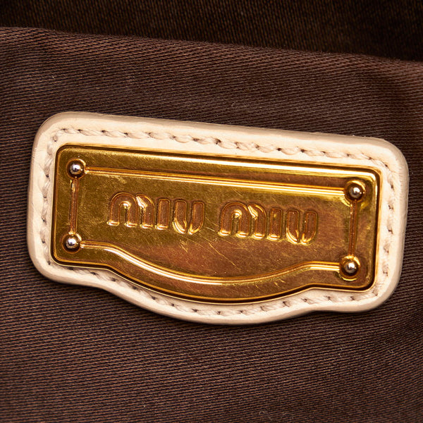 ミュウミュウ ハンドバック ショルダバッグ ２ＷＡＹ ホワイト レザー レディース MIUMIU 【中古】