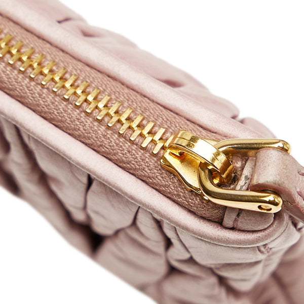 ミュウミュウ マテラッセ ポーチ ピンク レザー レディース MIUMIU 【中古】