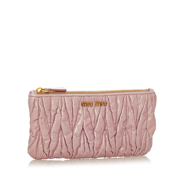 ミュウミュウ マテラッセ ポーチ ピンク レザー レディース MIUMIU 【中古】